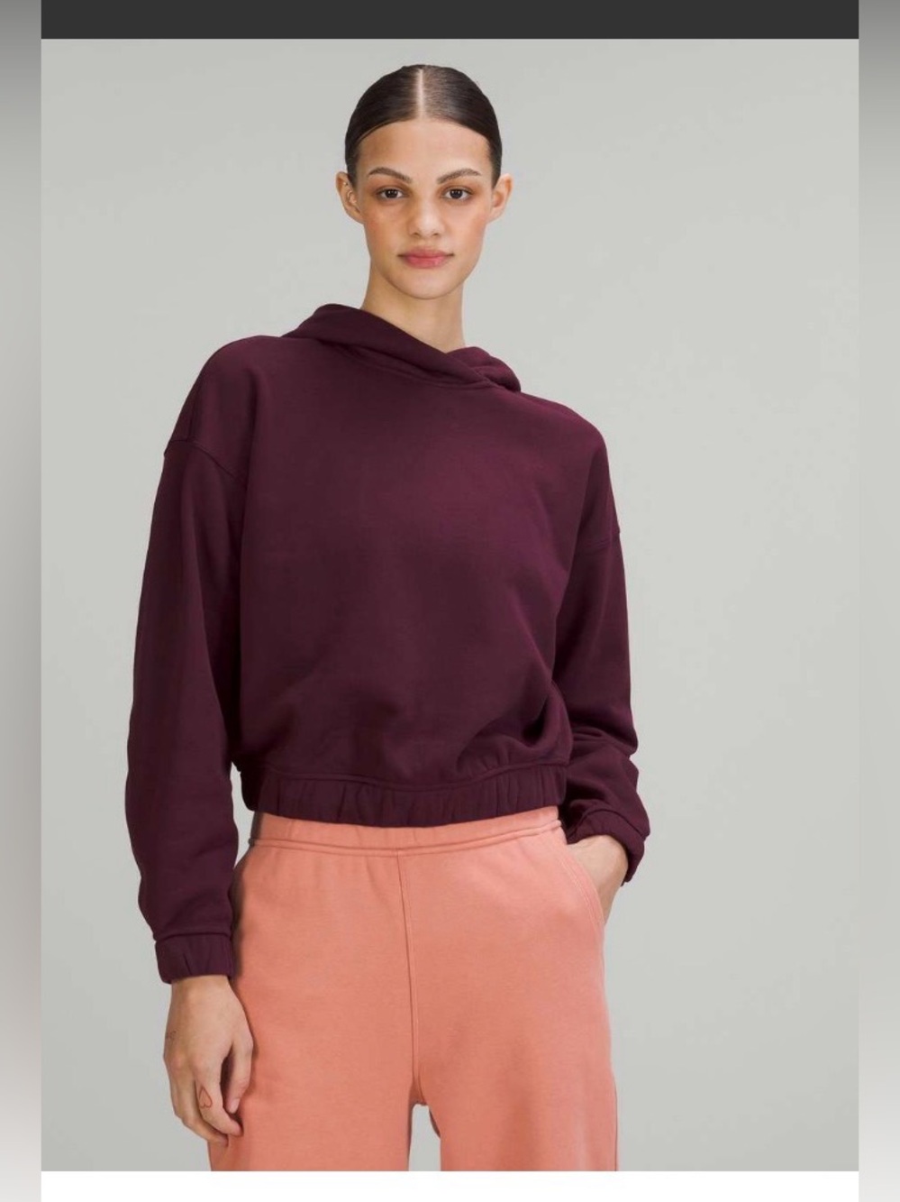 Lululemon Relaxed Cropped Hoodie In Cassis ,size 6